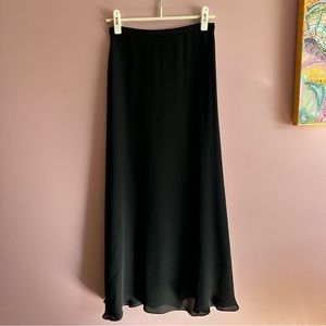 Vintage Ann Taylor Black Silk Chiffon Midi Skirt